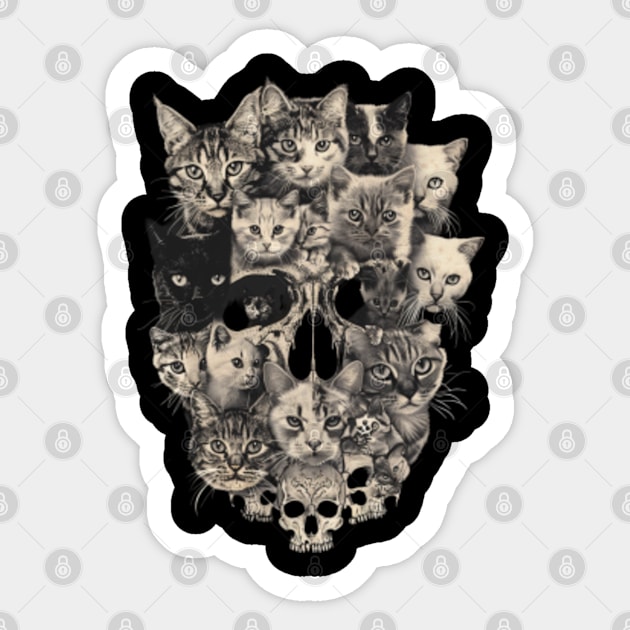 Cat Skull Decor Sticker by Gianna Bautista Art